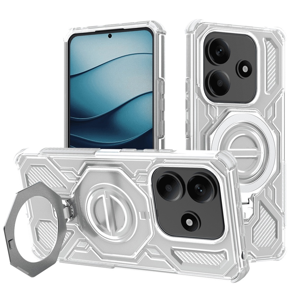 Husa pentru Xiaomi Redmi Note 14 5G, Antisoc, SKYDDAR INOVATION, Carbon Shield PRO, Magsafe, set cu sticker, Alb