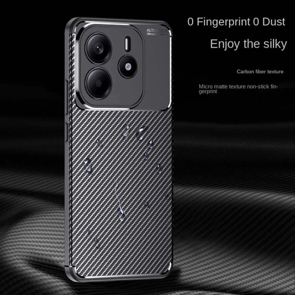 Husa pentru Xiaomi Redmi Note 14 5G, SKYDDAR INNOVATION, CarbonFiber, Antisoc, Negru, set cu sticker - 2 | YEO