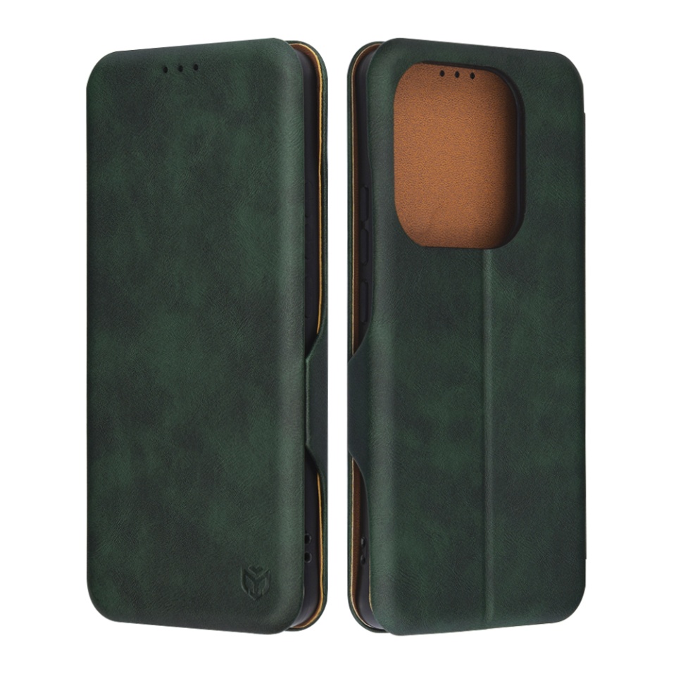 Husa pentru Xiaomi Redmi Note 14 5G, SKYDDAR INNOVATION, Safe Wallet tip carte din Piele Ecologica, Suport Carduri, Inchidere Magnetica, Verde, set cu sticker