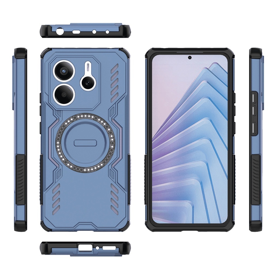 Husa pentru Xiaomi Redmi Note 14 5G, SKYDDAR INOVATION, ArmorMag, Magsafe, set cu sticker, Albastru - 3 | YEO