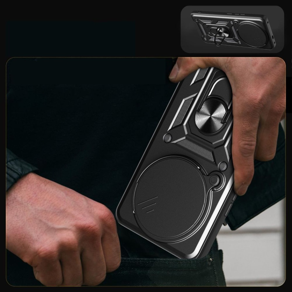 Husa pentru Xiaomi Redmi Note 14 Pro 4G / Poco F7 cu inel magnetic si protectie camera CamShield - Negru - 1 | YEO