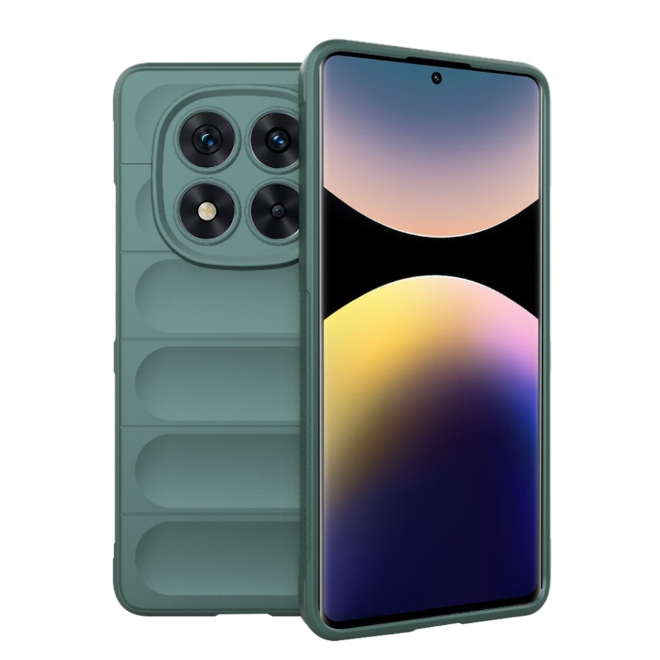 Husa pentru Xiaomi Redmi Note 14 Pro 5G / Poco X7, SKYDDAR INNOVATION, Magic Shield, din Silicon Mat, set cu sticker, Verde
