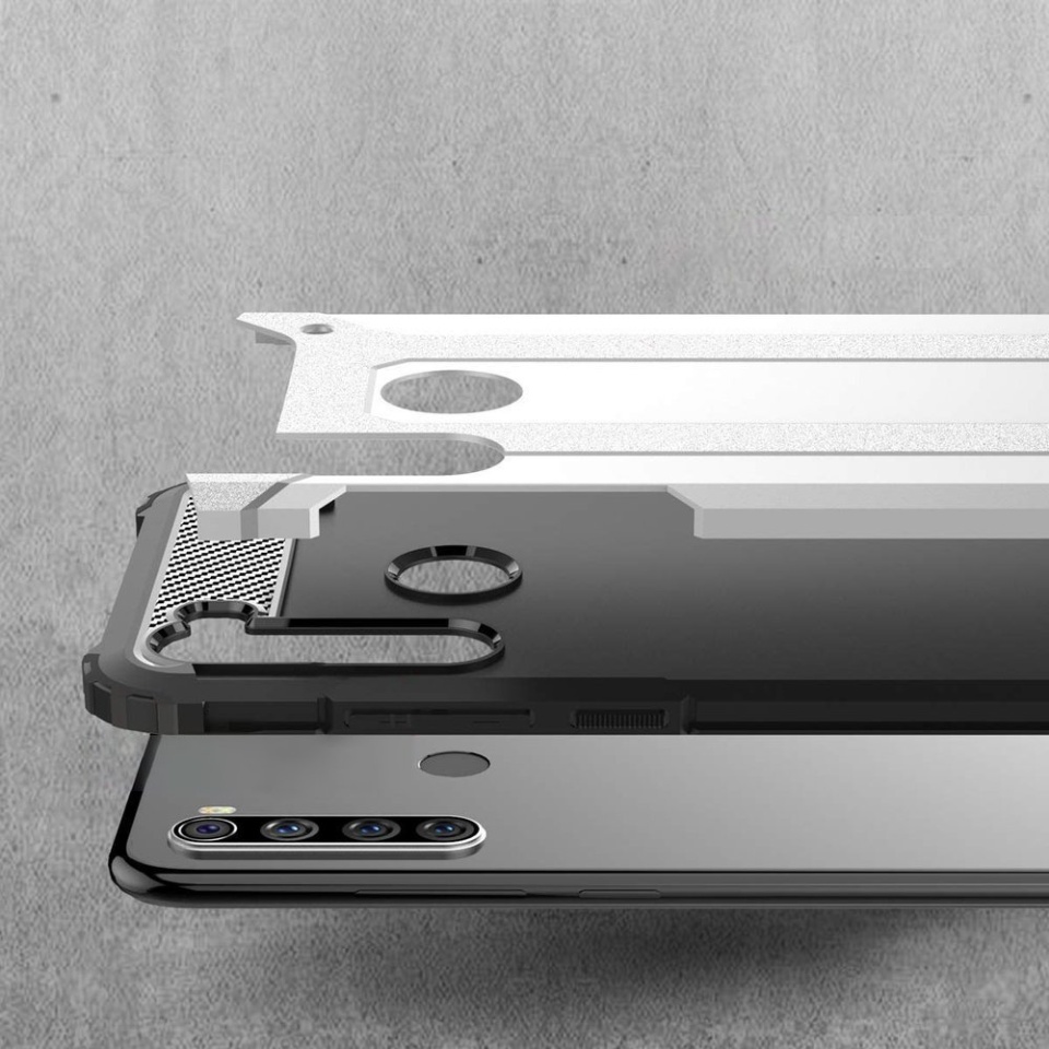 Husa pentru Xiaomi Redmi Note 8T, SKYDDAR INNOVATION, Hybrid Armor, din Plastic Dur, Margini Cauciucate, Antisoc, set cu sticker, Negru - 3 | YEO