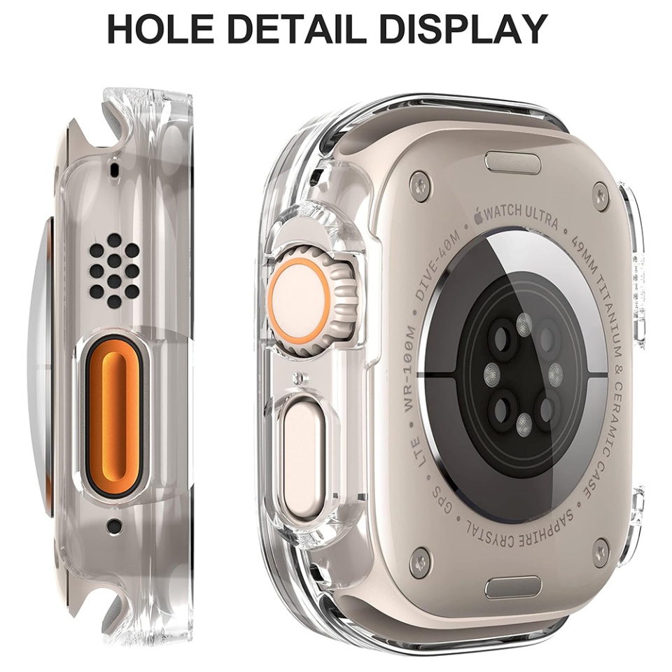 Husa Protectie 360°, Ultra-Subtire, Anti-Soc pentru Apple Watch Ultra / Ultra 2, Anti-Soc Full Screen - Transparenta - 1 | YEO