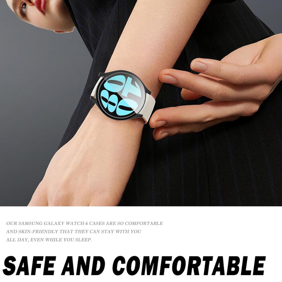 Husa Protectie 360°, Ultra-Subtire, Anti-Soc pentru Samsung Galaxy Watch6 (40mm), Anti-Soc Full Screen - Negru - 1 | YEO