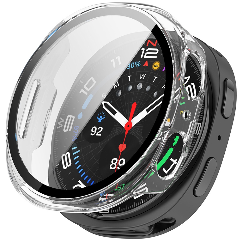 Husa protectie Smartwatch Samsung Galaxy Watch8 44mm, SKYDDAR INNOVATION, Defense360 Pro + Screen Protector, AntiSoc, set cu sticker, Transparenta