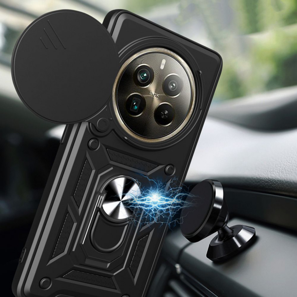 Husa Realme 12 Pro / 12 Pro+ cu inel magnetic si protectie camera Skyddar CamShield - Negru - 2 | YEO