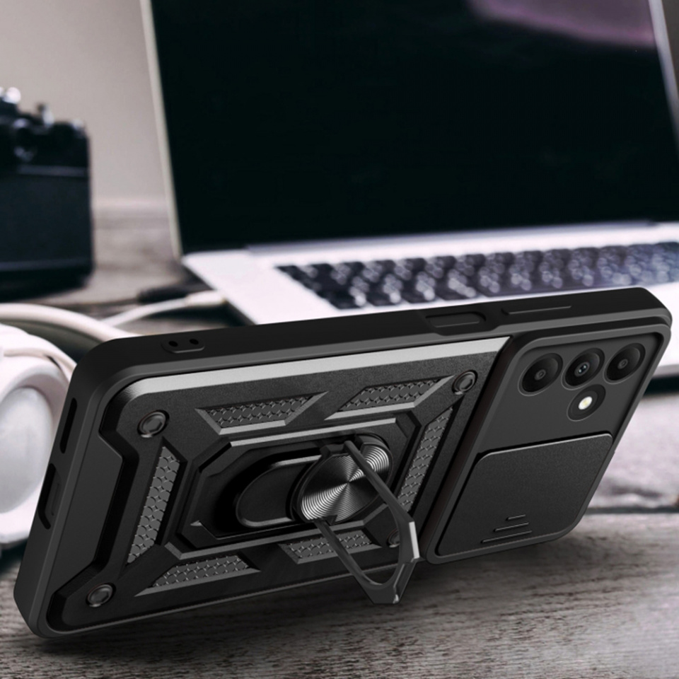 Husa Samsung Galaxy A15 4G / Galaxy A15 5G cu inel magnetic si protectie camera Skyddar CamShield - Albastru - 3 | YEO