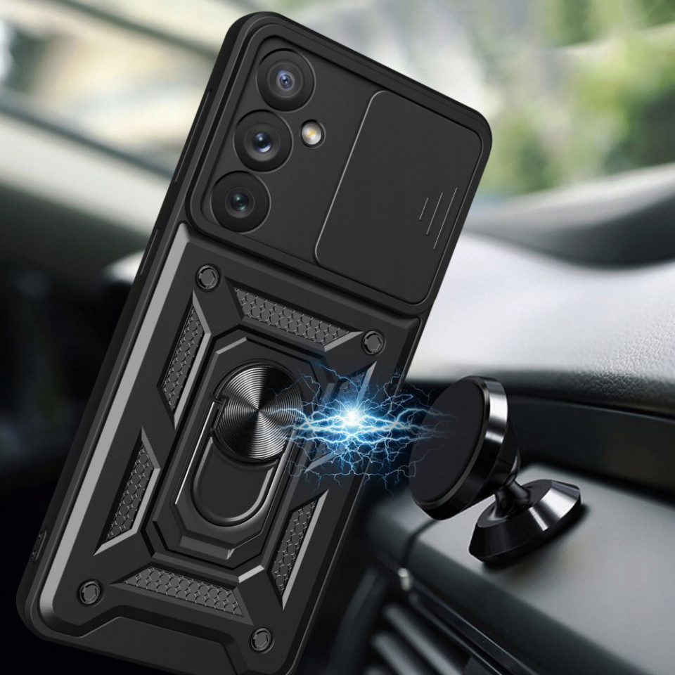 Husa Samsung Galaxy A25 5G cu inel magnetic si protectie camera Skyddar CamShield - Negru - 3 | YEO