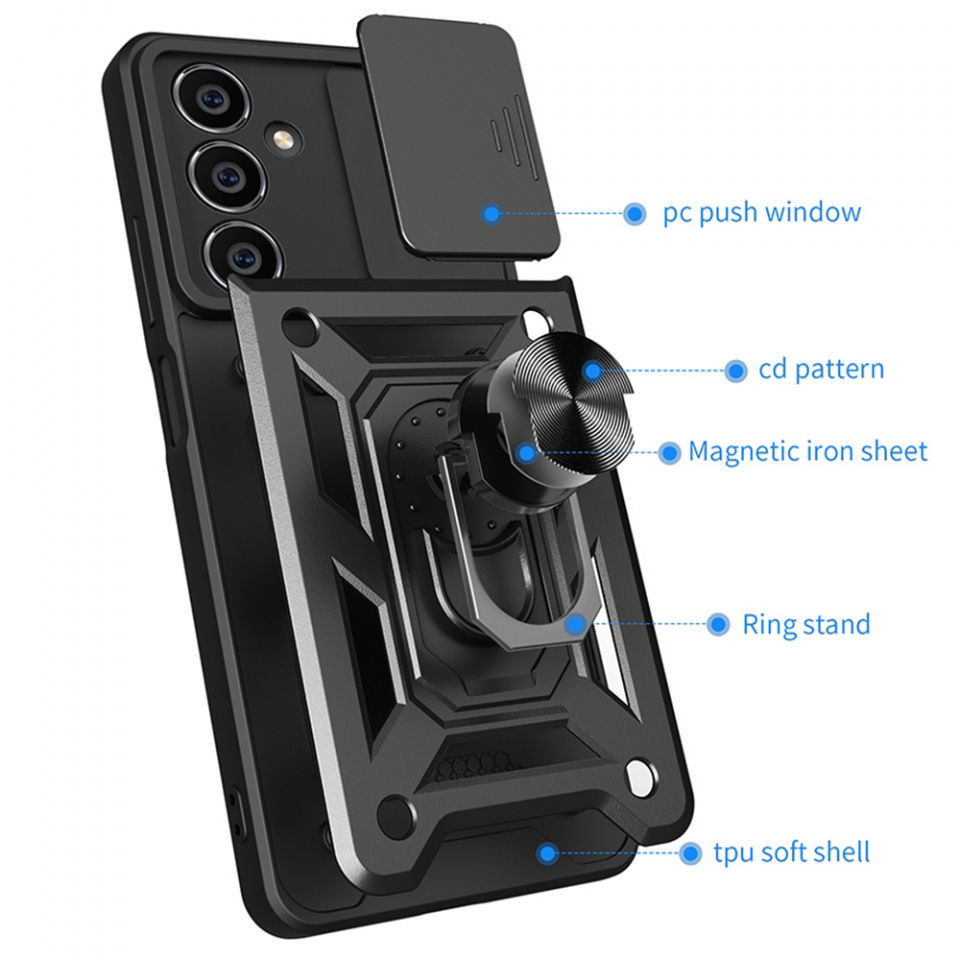 Husa Samsung Galaxy M55 cu inel magnetic si protectie camera Skyddar CamShield - Mint - 1 | YEO
