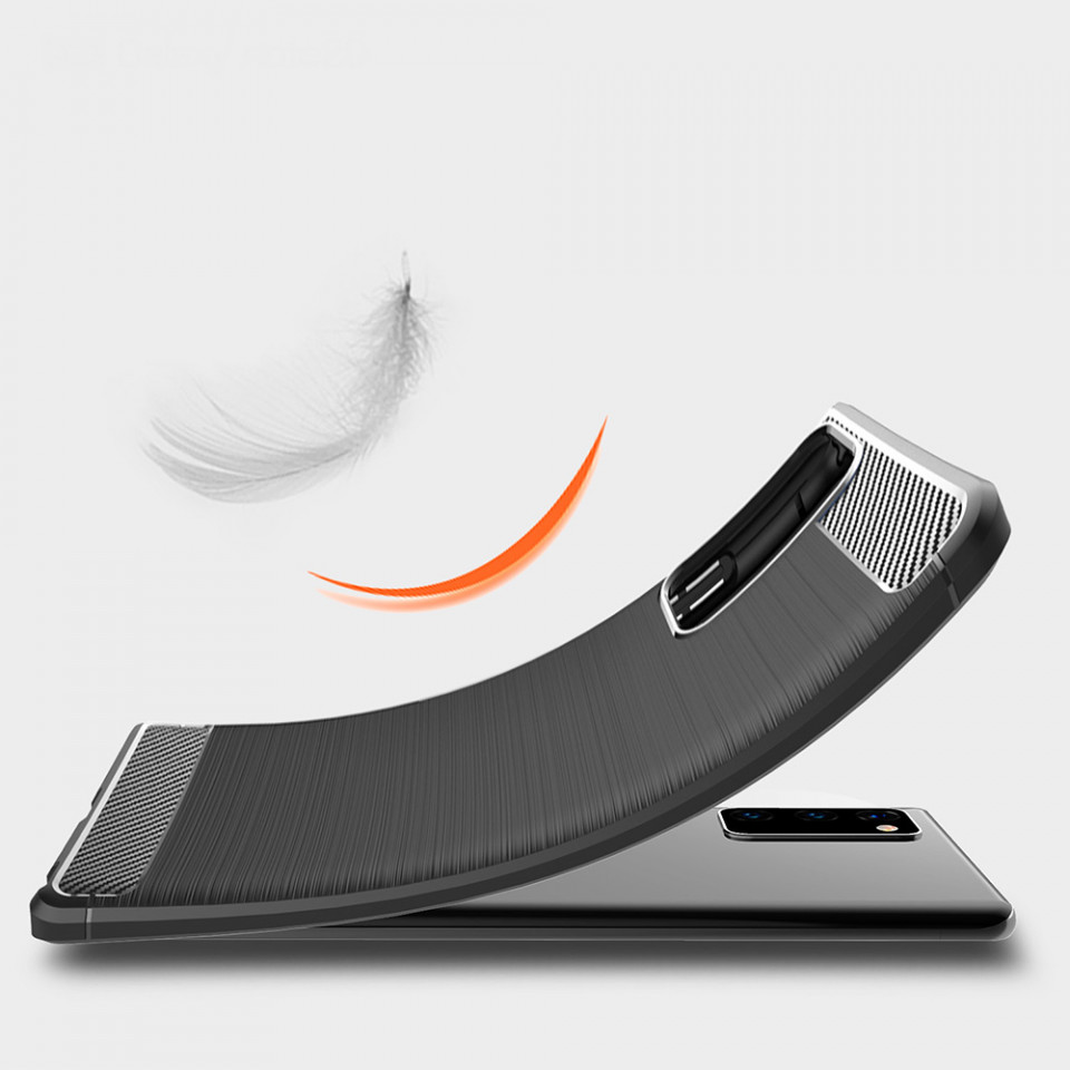 Husa Samsung Galaxy Note 20 din silicon, Slim, cu textura Fibra Carbon - Negru - 1 | YEO