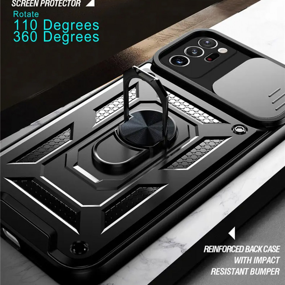Husa Samsung Galaxy Note 20 Ultra / Note 20 Ultra 5G cu inel magnetic, Techsuit CamShield - Negru - 1 | YEO