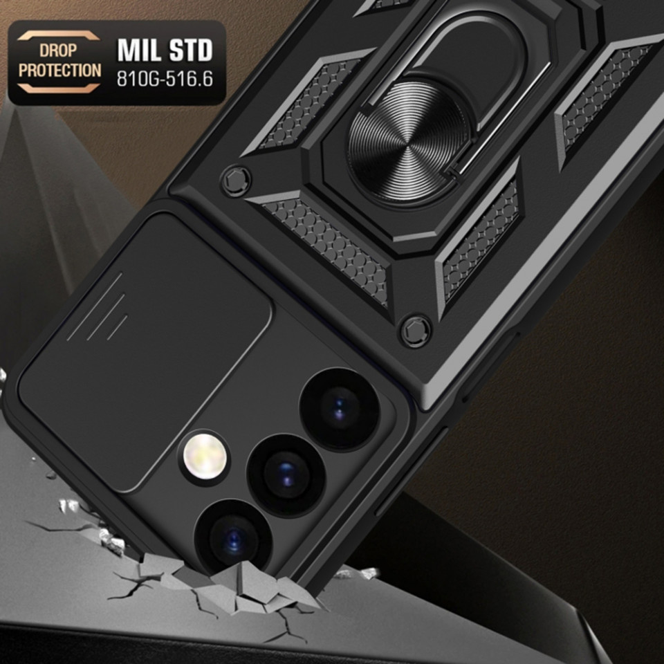 Husa Samsung Galaxy S24 Plus cu inel magnetic, Skyddar CamShield - Negru - 1 | YEO