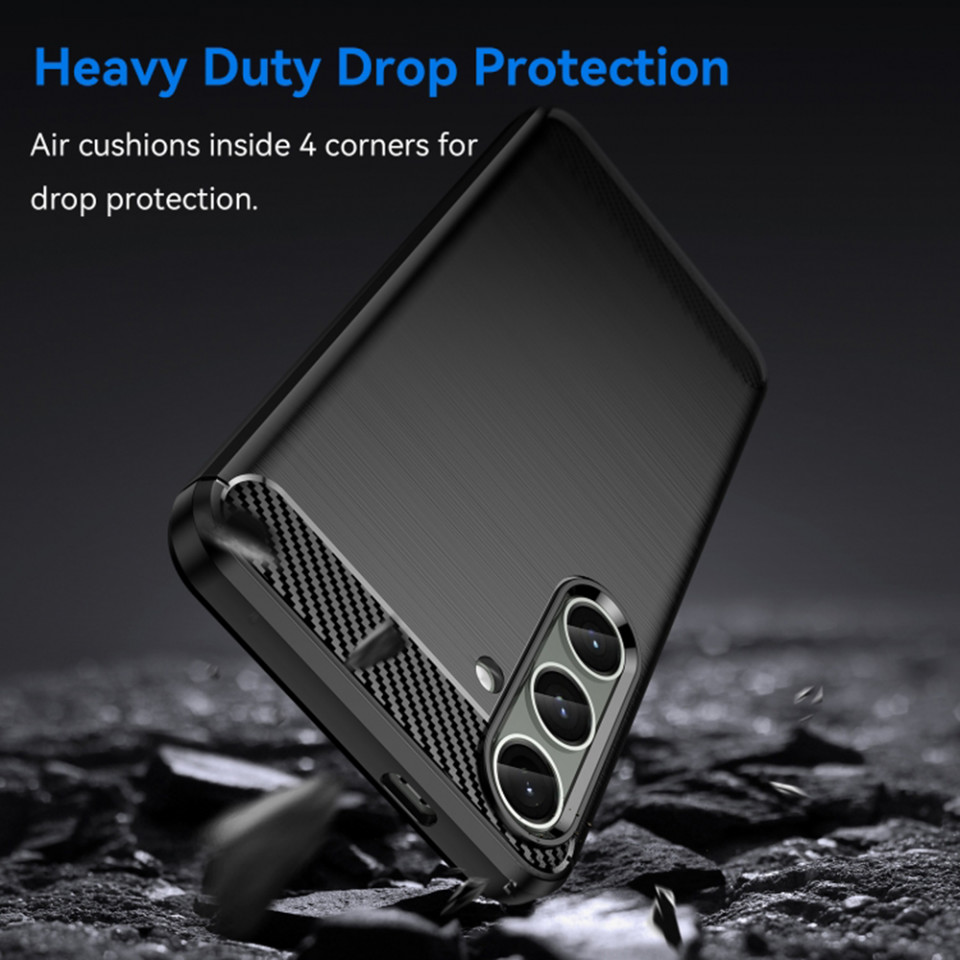 Husa Samsung Galaxy S24 Plus din silicon, Slim, cu textură Fibra Carbon - Negru - 2 | YEO