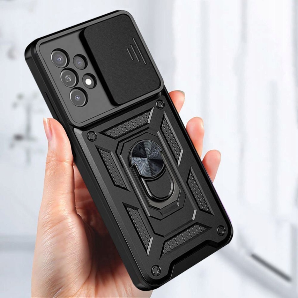 Husa Samsung Galaxy Xcover7 cu inel magnetic si protectie camera Skyddar CamShield - Albastru - 1 | YEO