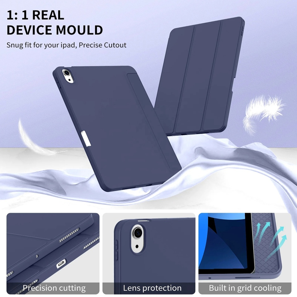 Husa tableta pentru iPad Air (2024) cu suport cu 2 Unghi și functie Sleep/Wake, SKDR OfficeMate - Bleu - 1 | YEO