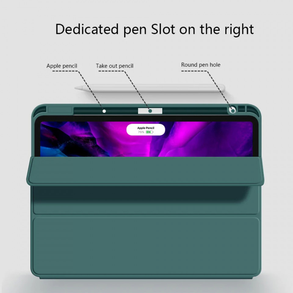 Husa tableta pentru iPad Air 4 (2020) / Air 5 (2022) cu suport 2 Unghiuri și functie Sleep/Wake, SKDR OfficeMate - Verde inchis - 1 | YEO