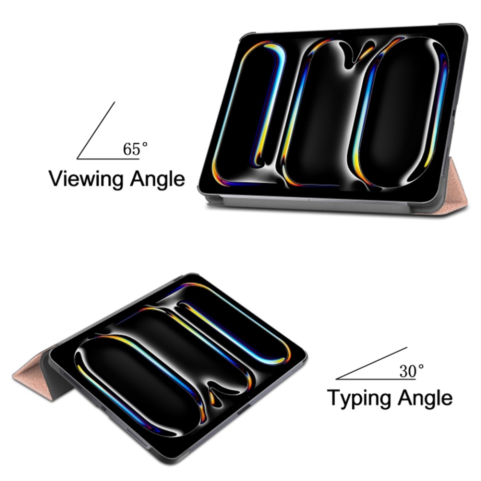Husa tableta pentru iPad Pro 11 (2024), SKYDDAR INNOVATION, cu suport Multi-Unghi si functie Sleep/Wake, FoldPro, Roz, set cu sticker - 3 | YEO