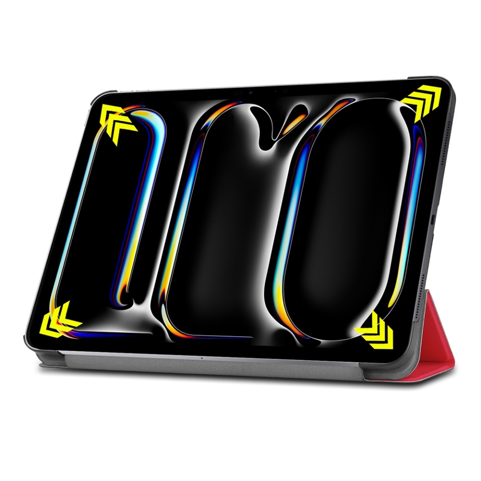 Husa tableta pentru iPad Pro 13 (2024), SKYDDAR INNOVATION, cu suport Multi-Unghi si functie Sleep/Wake, FoldPro, Rosu, set cu sticker - 3 | YEO