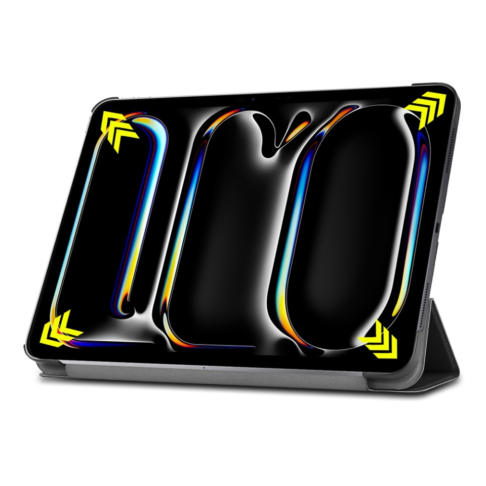 Husa tableta pentru iPad Pro 13 (2024), SKYDDAR INNOVATION, cu suport Multi-Unghi si functie Sleep/Wake, FoldPro, Negru, set cu sticker - 3 | YEO
