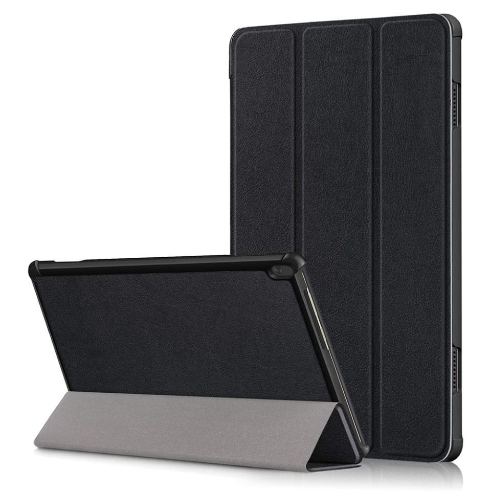 Husa tableta pentru Lenovo Tab M10 TB-X605F/X505F, SKYDDAR INNOVATION, cu suport Multi-Unghi si functie Sleep/Wake, FoldPro, Negru, set cu sticker