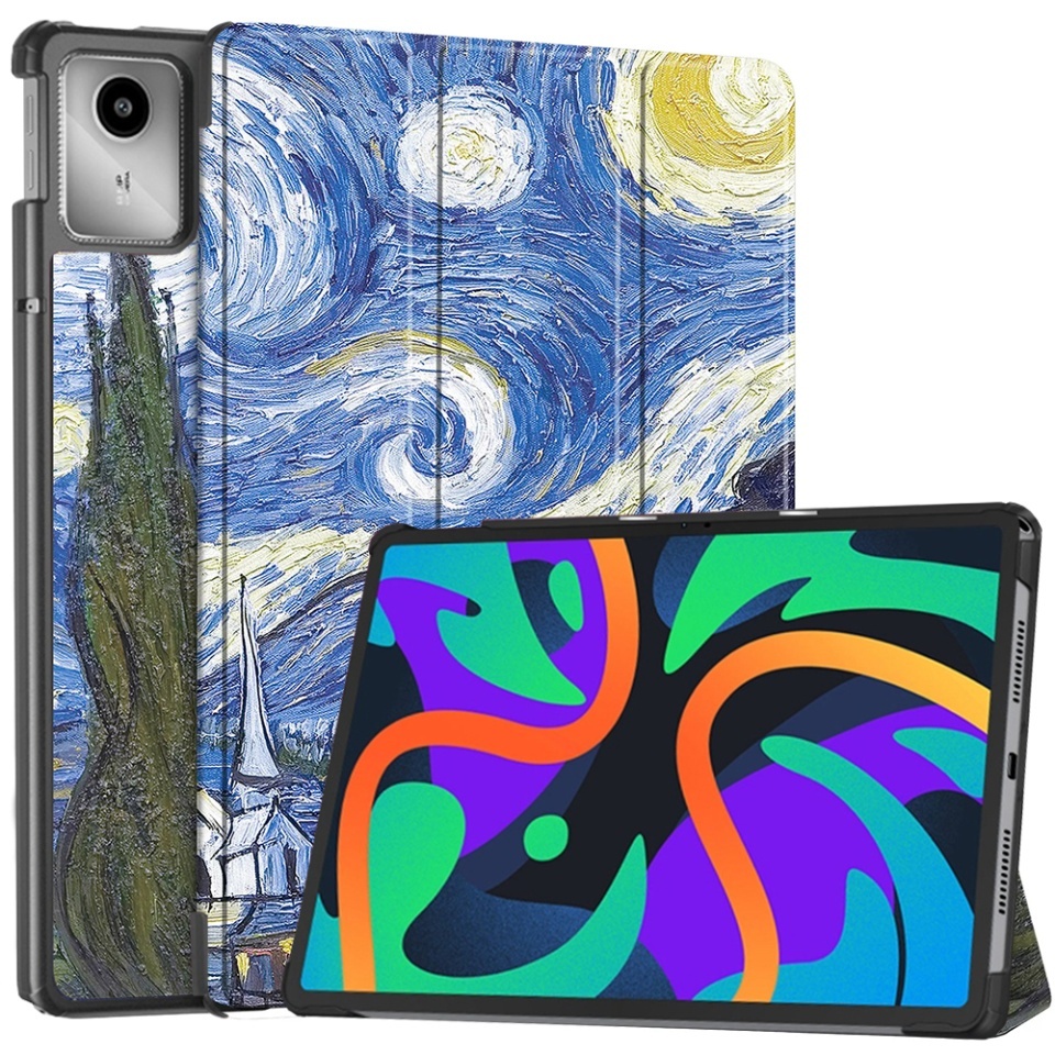 Husa tableta pentru Lenovo Tab M11, SKYDDAR INNOVATION, cu suport Multi-Unghi si functie Sleep/Wake, FoldPro, Starry night, set cu sticker
