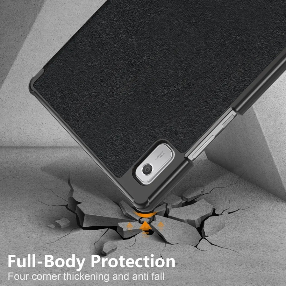 Husa tableta pentru Lenovo Tab M9 9.0, SKYDDAR INNOVATION, cu suport Multi-Unghi si functie Sleep/Wake, FoldPro, Negru, set cu sticker - 2 | YEO