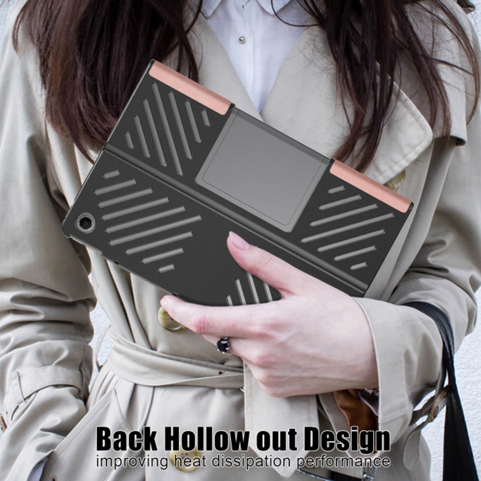 Husa tableta pentru Lenovo Tab Plus cu suport Multi-Unghi și functie Sleep/Wake, SKYDDAR FoldVision - Roz - 3 | YEO