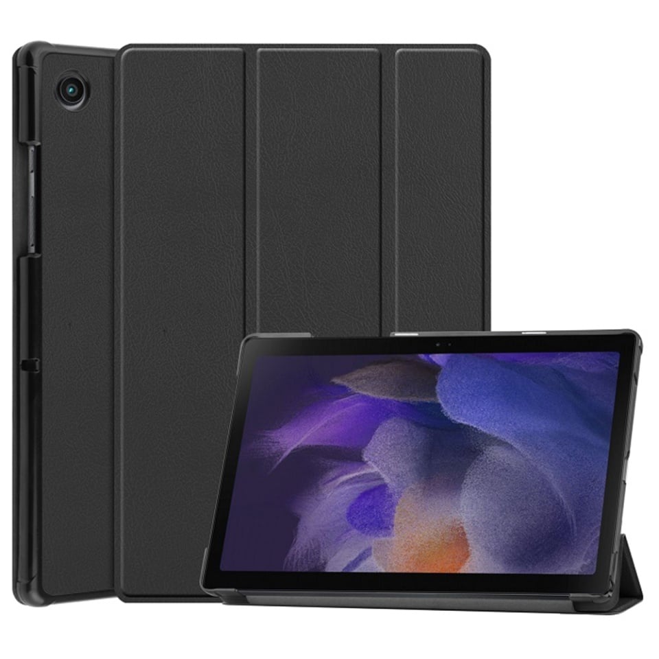 Husa tableta pentru Samsung Galaxy Tab A8 10.5 (2021), SKYDDAR INNOVATION, cu suport Multi-Unghi si functie Sleep/Wake, FoldPro, Negru, set cu sticker