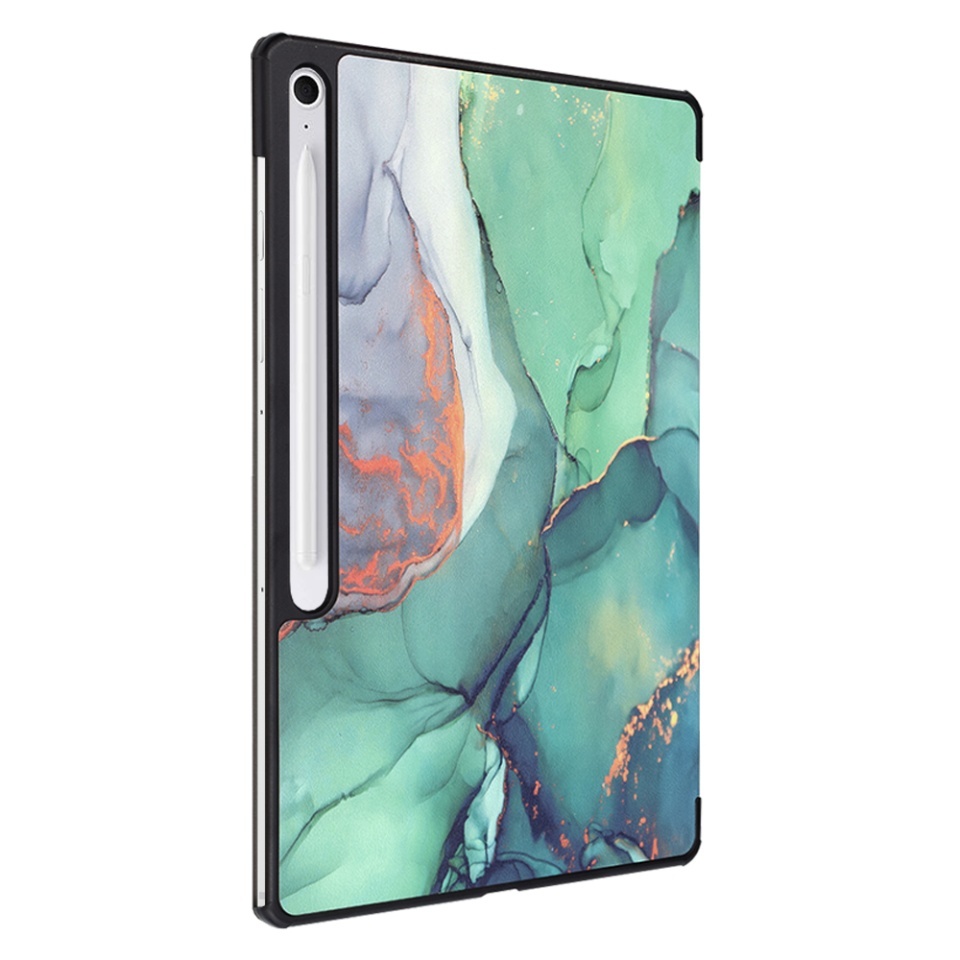 Husa tableta pentru Samsung Galaxy Tab S10 FE Plus, SKYDDAR INNOVATION, cu suport Multi-Unghi si functie Sleep/Wake, FoldPro, Green time, set cu sticker - 2 | YEO