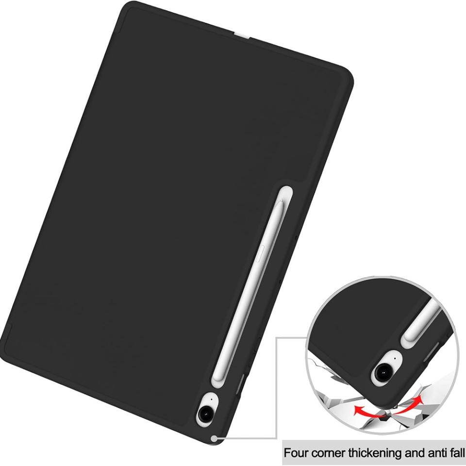 Husa tableta pentru Samsung Galaxy Tab S10 FE Plus, suport Pencil, functie Sleep/Wake, SKDR, Flex Trifold, Bleu, set cu sticker - 2 | YEO