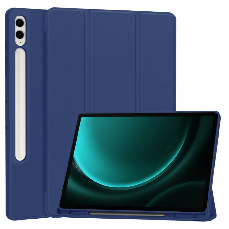Husa tableta pentru Samsung Galaxy Tab S9 FE Plus cu suport 2 Unghiuri și functie Sleep/Wake, SKDR OfficeMate - Bleumarin