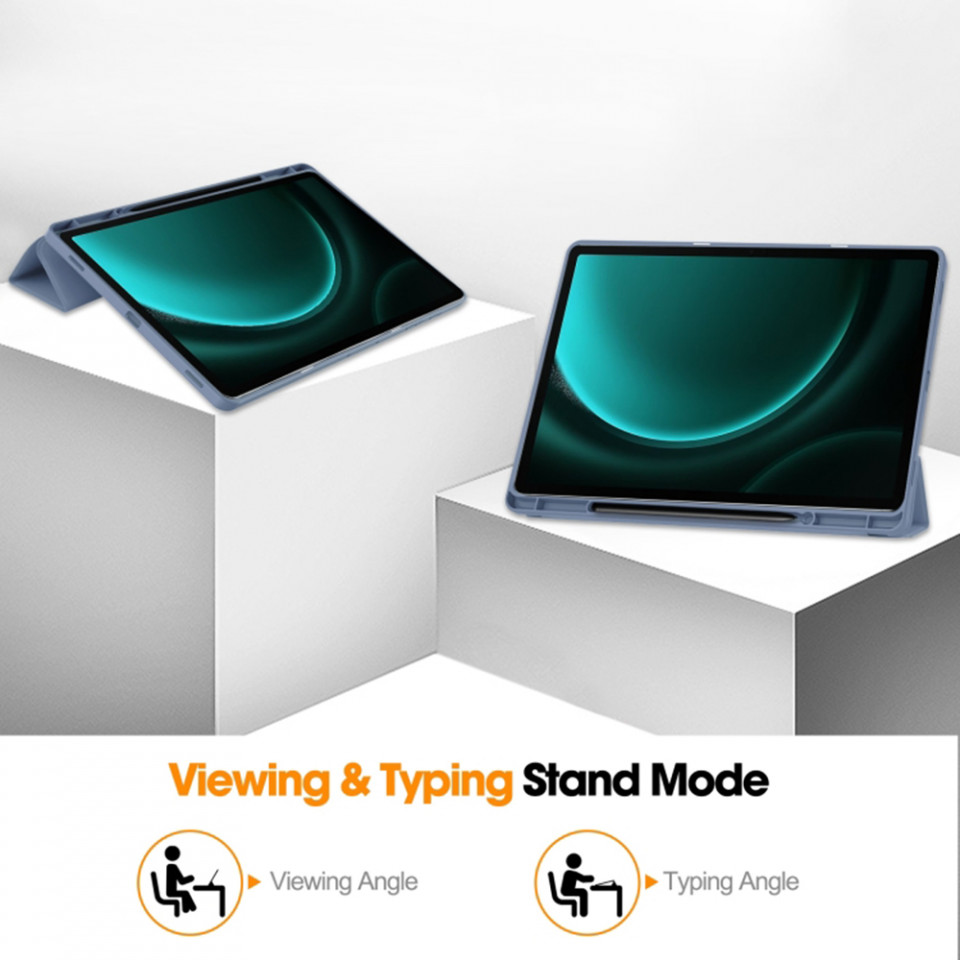 Husa tableta pentru Samsung Galaxy Tab S9 FE Plus cu suport 2 Unghiuri și functie Sleep/Wake, SKDR OfficeMate - Mov - 3 | YEO