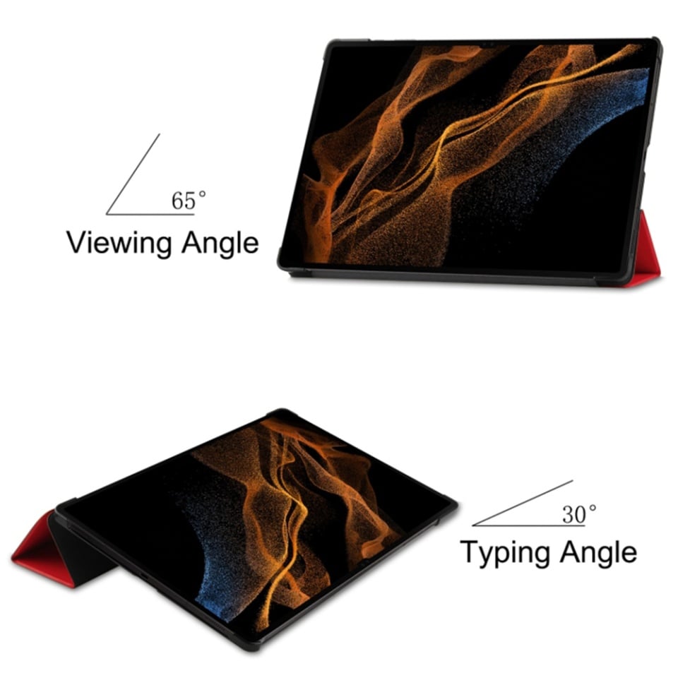 Husa tableta pentru Samsung Galaxy Tab S9 Plus / S9 FE Plus / S10 Plus, SKYDDAR INNOVATION, cu suport Multi-Unghi si functie Sleep/Wake, FoldPro, Rosu, set cu sticker - 3 | YEO