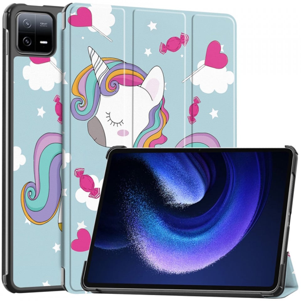 Husa tableta pentru Xiaomi Pad 6 / Pad 6 Pro cu suport Multi-Unghi și functie Sleep/Wake , SKYDDAR FoldVision Colour - Unicorn