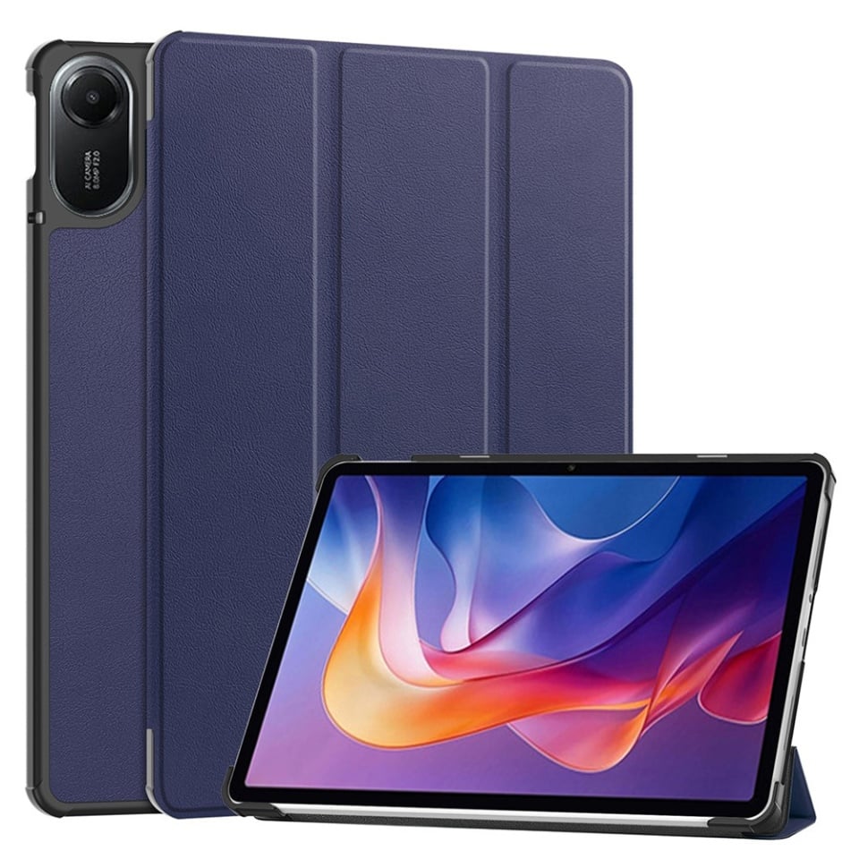 Husa tableta pentru Xiaomi Redmi Pad 2, SKYDDAR INNOVATION, cu suport Multi-Unghi si functie Sleep/Wake, FoldPro, Albastru, set cu sticker