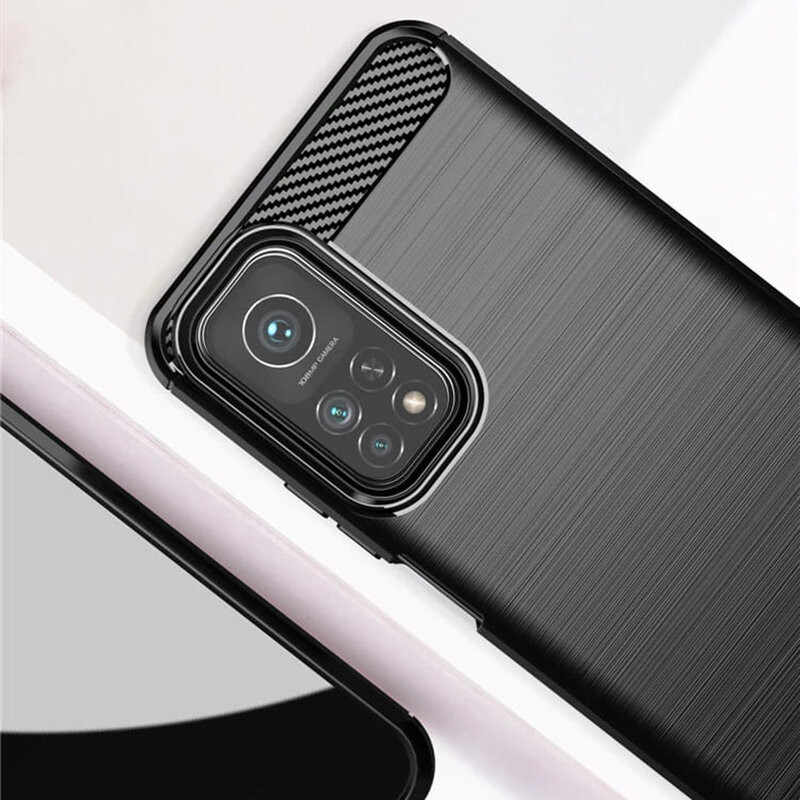Husa Xiaomi Mi 10T / Mi 10T Pro din silicon, Slim, cu textura Fibra Carbon - Negru - 3 | YEO