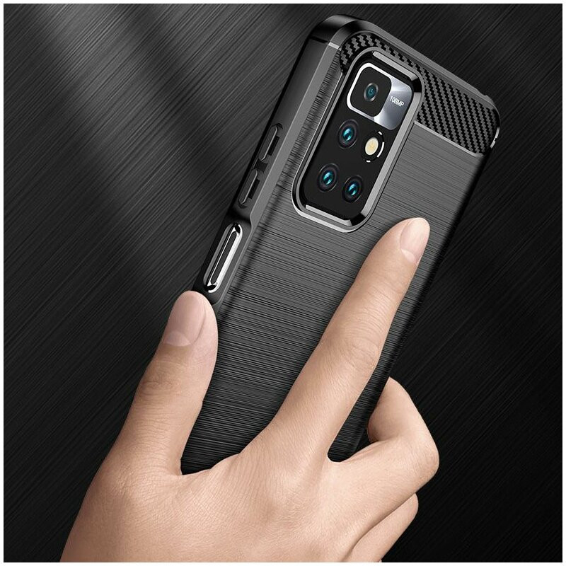 Husa Xiaomi Redmi 10 din silicon, Slim, cu textura Fibra Carbon - Negru - 2 | YEO