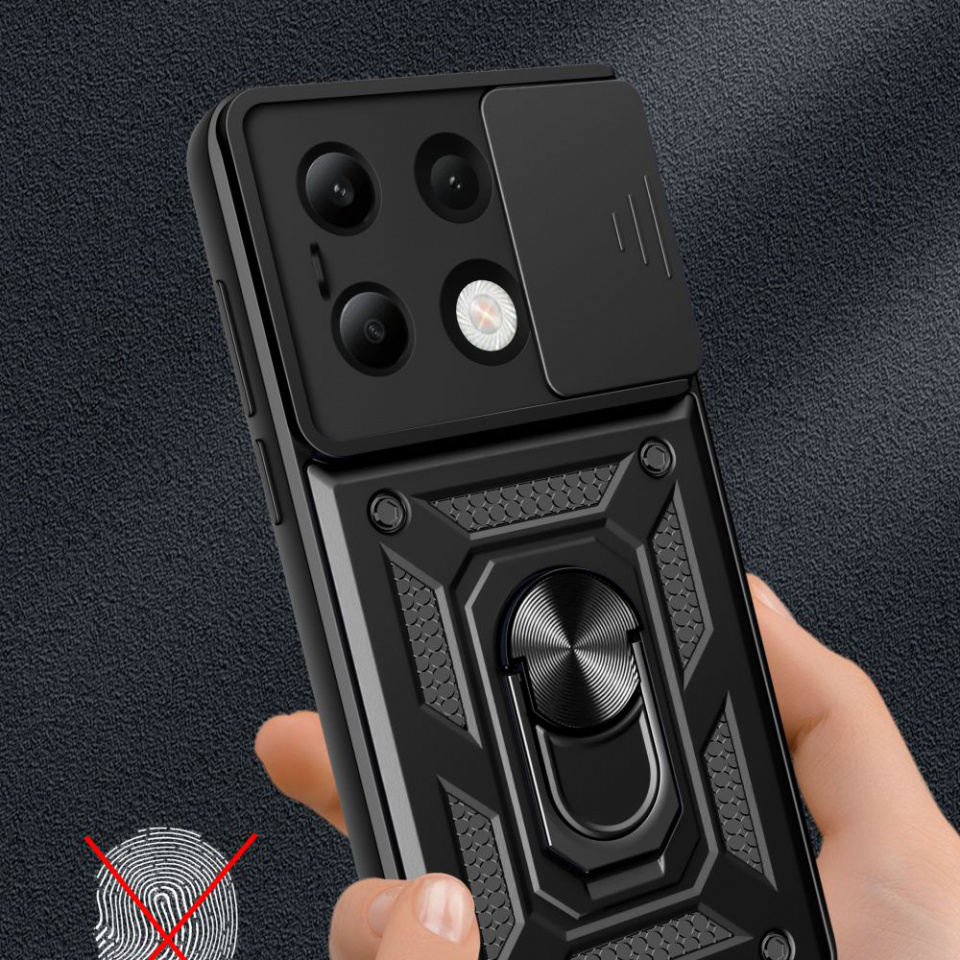 Husa Xiaomi Redmi Note 13 4G cu inel magnetic si protectie camera Skyddar CamShield - Rose Gold - 2 | YEO