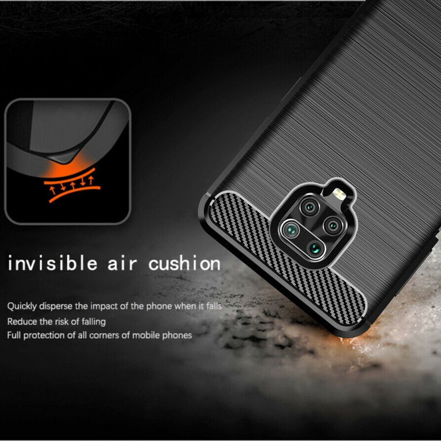 Husa Xiaomi Redmi Note 9S / Note 9 Pro / Note 9 Pro Max din silicon, Slim, cu textura Fibra Carbon - Negru - 1 | YEO