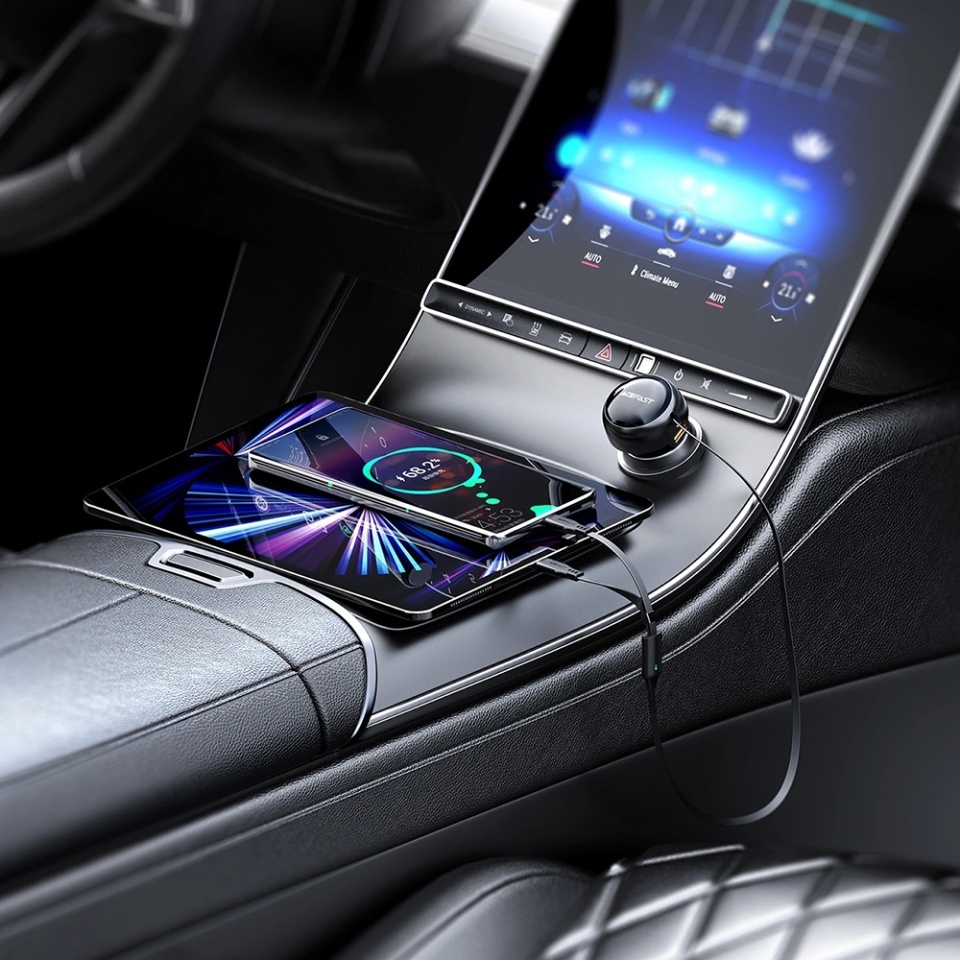 Incarcator Auto 53W, 2x Type-C + 1x USB, Cablu Retractabil 70+15cm, Fast Charging, Acefast B13, Negru - 7