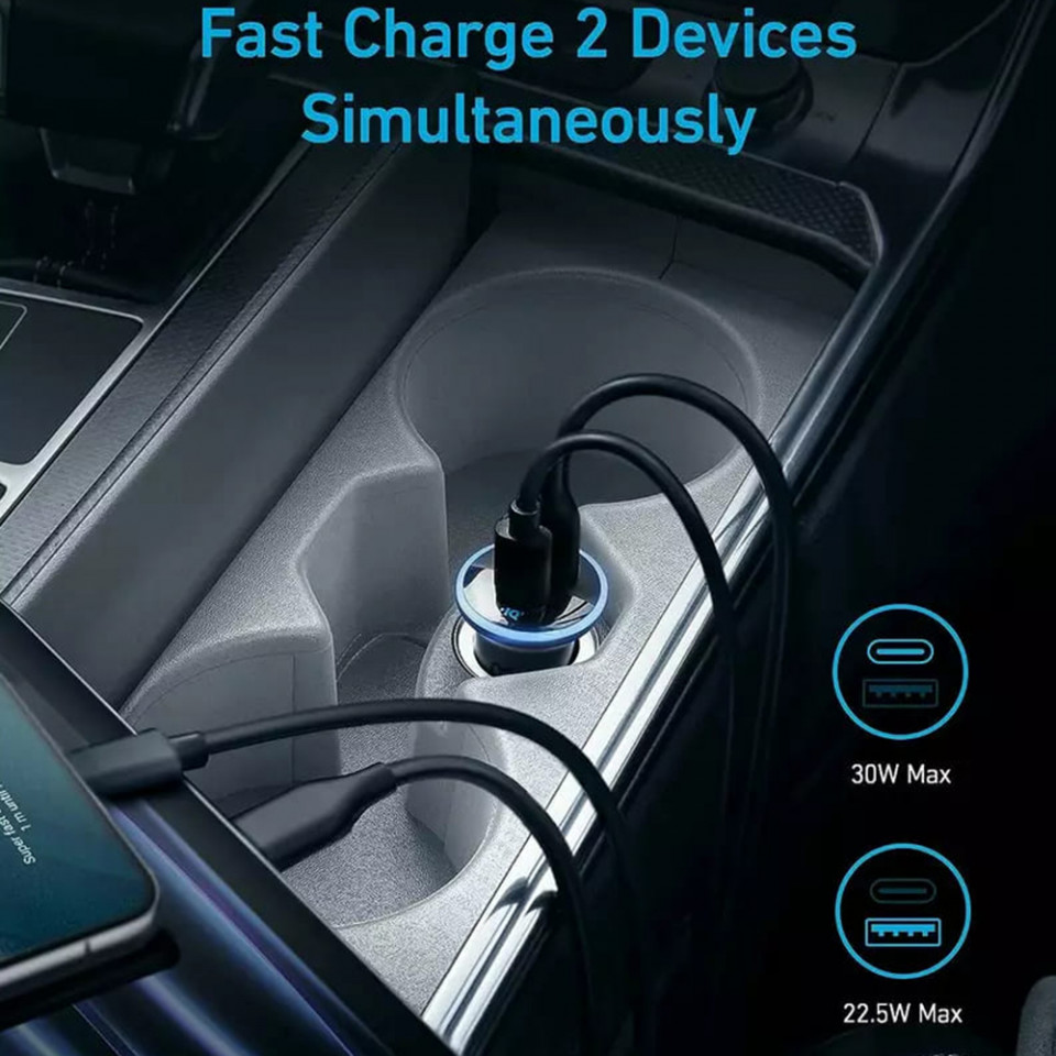 Incarcator Auto USB, Type-C, 52.5W - Anker 323 (A2735G11) - Black - 1 | YEO