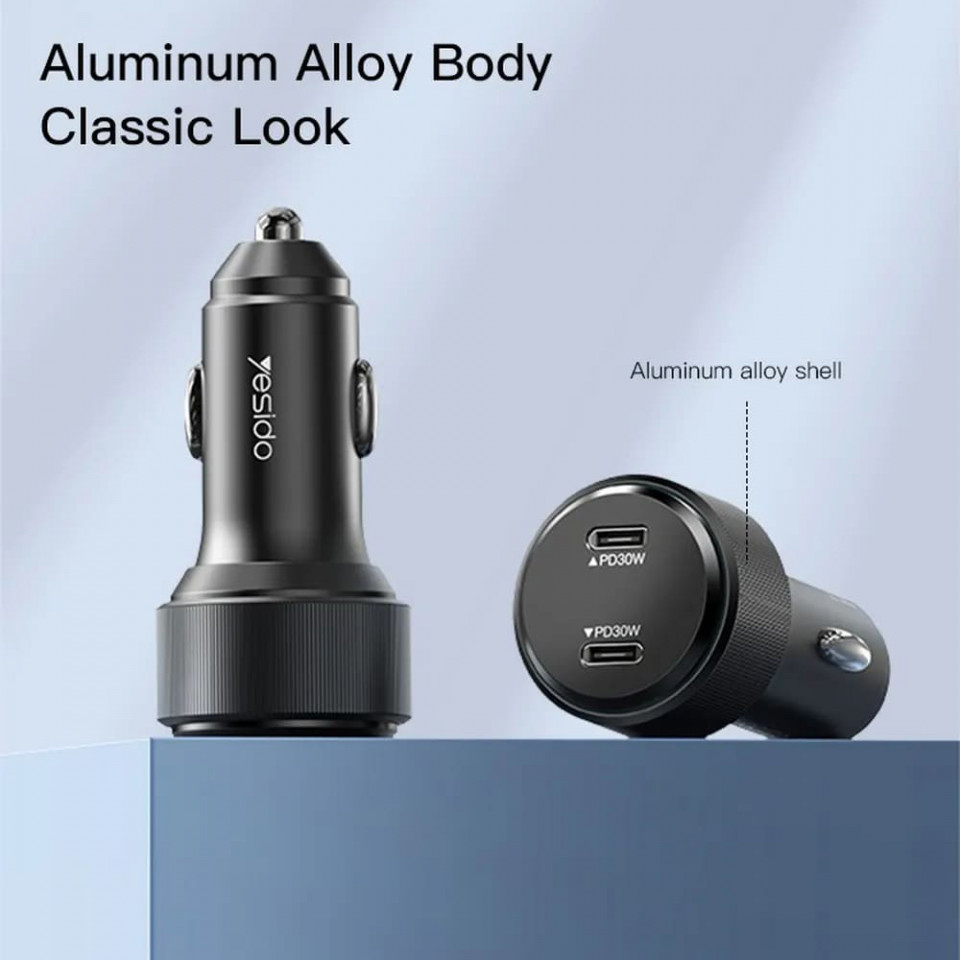 Incarcator pentru Masina Type-C, 60W - Yesido (Y48) - Black - 2 | YEO