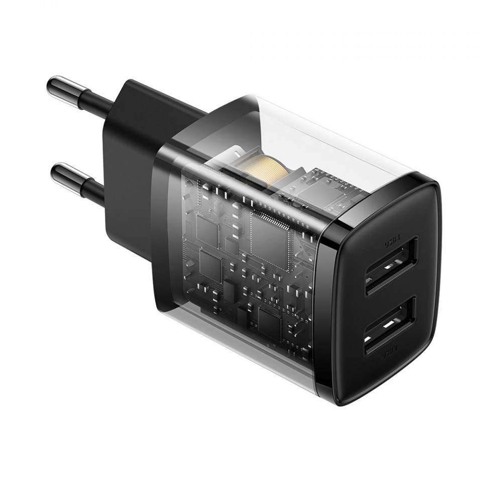 Incarcator priza 2xUSB 10.5W, Baseus (CCXJ010201) - Negru - 3 | YEO