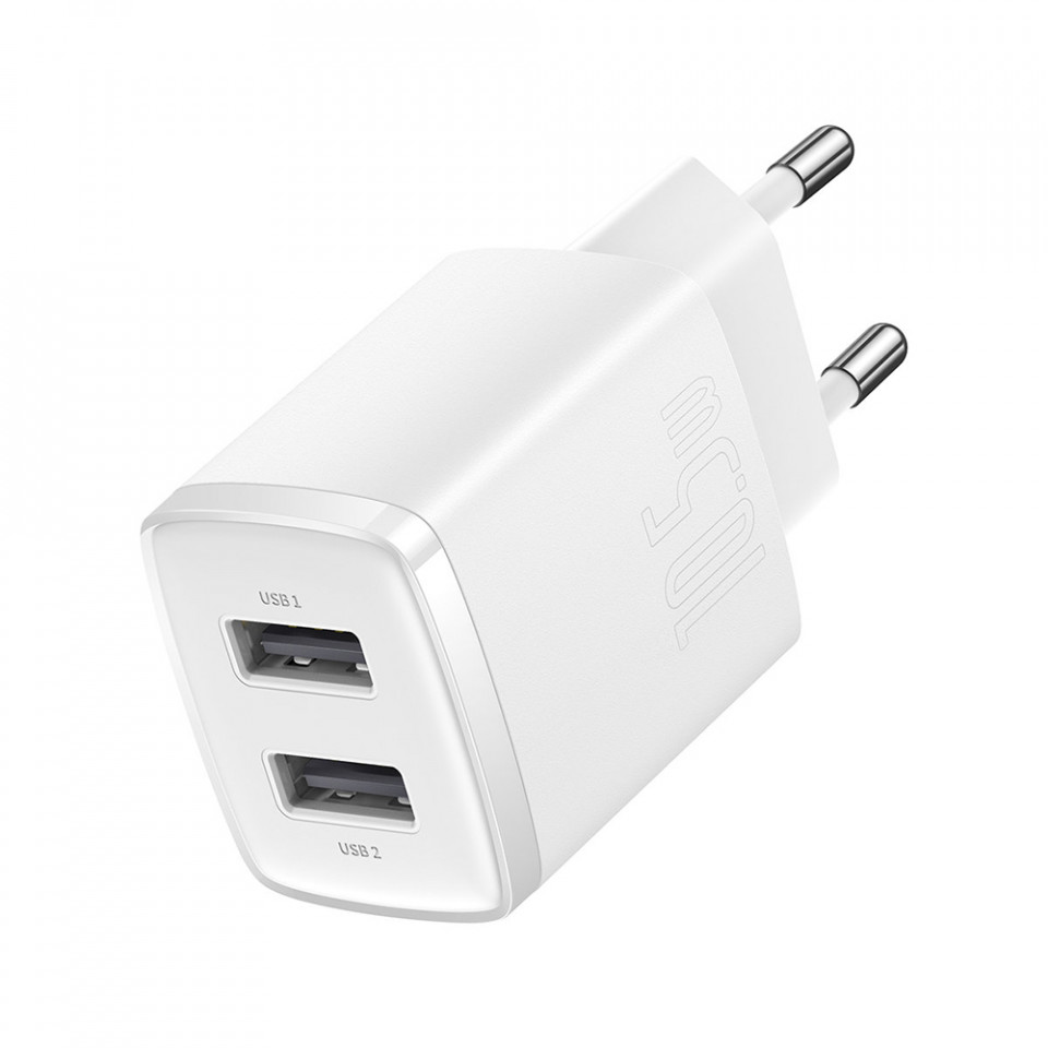 Incarcator priza 2xUSB 10.5W, Baseus (CCXJ010202) - Alb - 2 | YEO