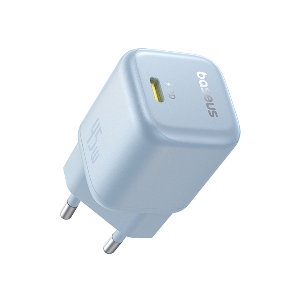 Incarcator Priza, Baseus, GaN, Fast Charging, 45W, USB-C, PicoGo, Bleu