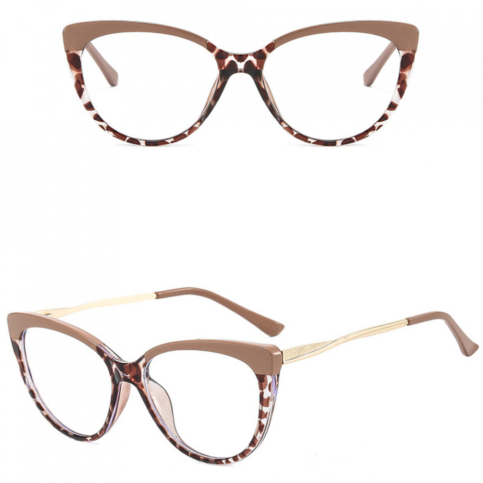 Ochelari calculator dama protectie lumina albastra, Techsuit (F5018-C42) - Nude Leopard - 2 | YEO