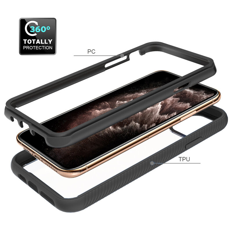 [Pachet 360°] Husa + Folie iPhone 11 Pro Max, Techsuit Defense - Negru - 3 | YEO