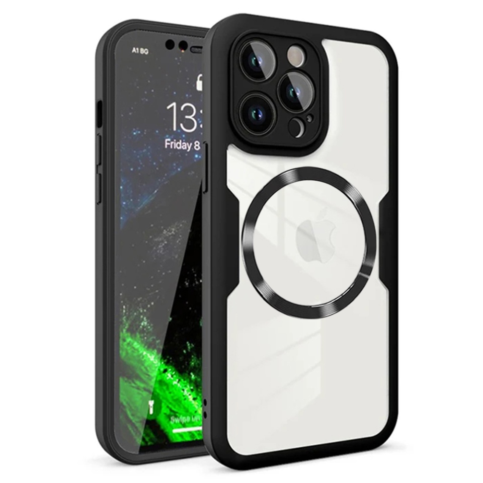 [Pachet 360°] Husa + Folie iPhone 12 Pro MagSafe, SKDR ColorShield 360° - Negru