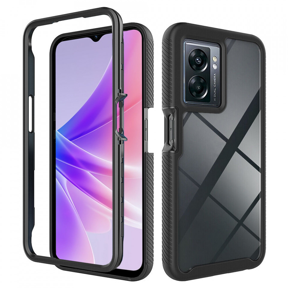 [Pachet 360°] Husa + Folie OPPO A77 5G, Techsuit Defense - Negru